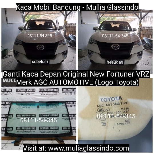 Ganti Kaca Depan Original Mobil Toyota Fortuner di Bandung Pangandaran Ciamis Tasik Sumedang Banjar